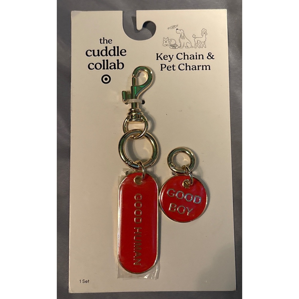 NEW The Cuddle Collab Key Chain‎ & Pet Charm Set - Good Human/Good Boy